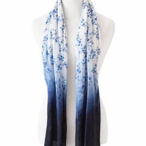 Floral Blue & White Lightweight Scarf